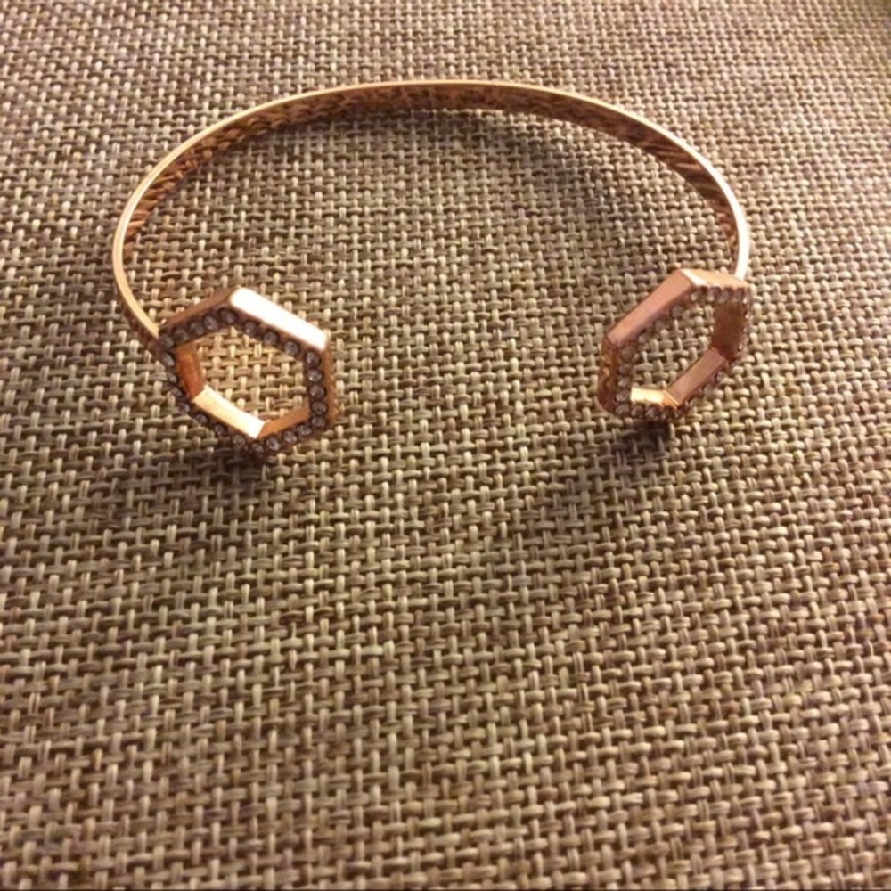 New Rose Goldtone Cuff Crystal Hexagon Bracelet